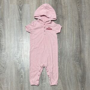 Roots Pink Baby Romper with Canada Print